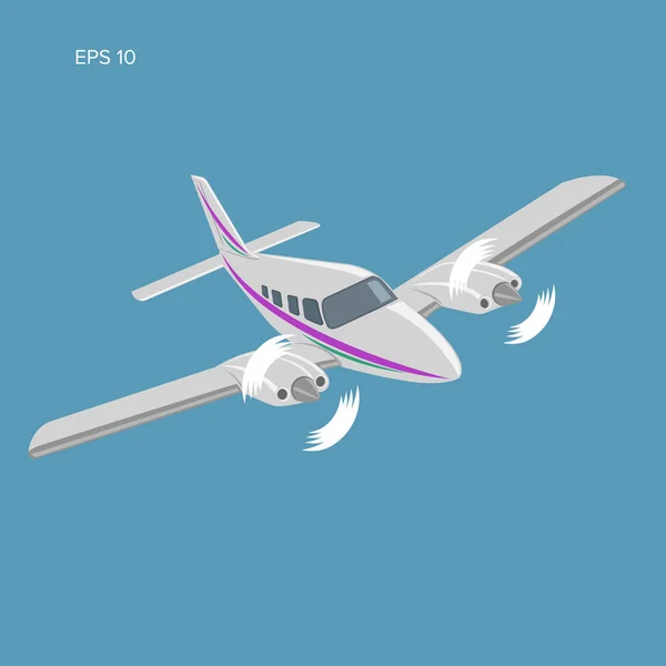 Private plane vector illustration icon. Twin engine propelled aircraft. — Stock Vector