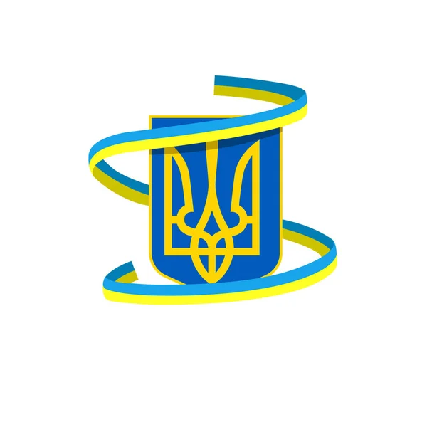 Oekraïense wapenschild en vlag lint vector illustratie. Onafhankelijkheidsdag poster — Stockvector