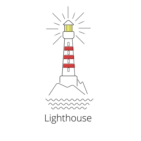 Lghthouse 矢量插图。导航结构线条图 — 图库矢量图片