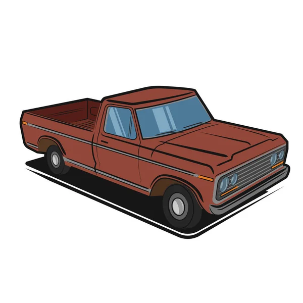 Oude retro pick-up truck vector illustratie. Vintage transportvoertuig. pop-art stripstijl — Stockvector