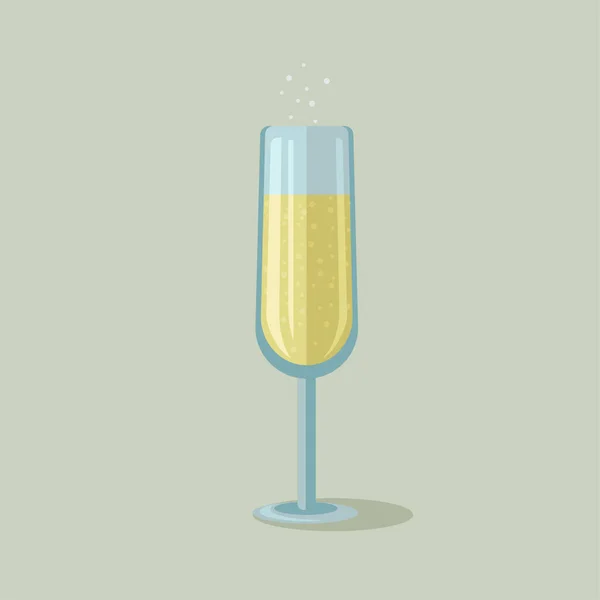 Полная векторная иллюстрация бокала шампанского. Посуда в баре или ресторане с газировкой — стоковый вектор