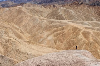 Zabriskie Point, Ölüm Vadisi Ulusal Parkı, Kaliforniya, ABD. Erozyonal manzara. Ölüm Vadisi, Doğu Kaliforniya 'da yer alan bir çöl vadisidir. Dünyanın en sıcak yerlerinden biri.