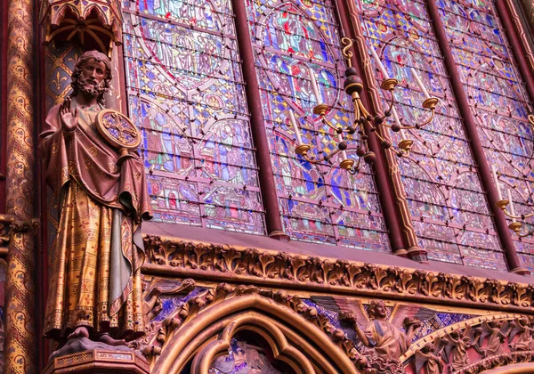 Paris França Março 2016 Interior Famosa Capela Santa Sainte Chapelle — Fotografia de Stock