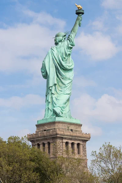 Achter Het Vrijheidsbeeld Liberty Island New York City Het Het — Stockfoto