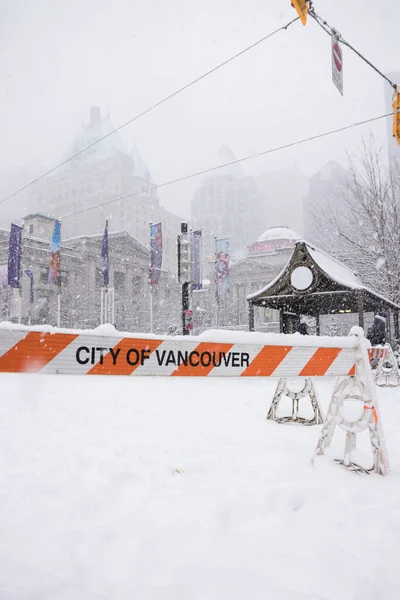 Vancouver Canada Fevereiro 2018 City Vancouver Barrier Gate Orange White — Fotografia de Stock
