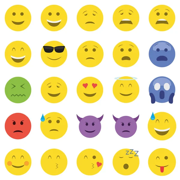 Conjunto Vinte Cinco Emoticons —  Vetores de Stock