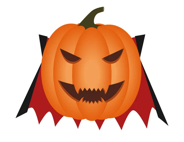 Kırmızı ve siyah pelerini ile bir vampir olarak Halloween kabak oyma.