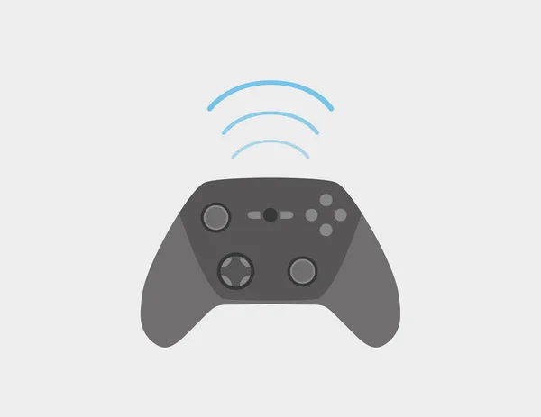 Controlador Juego Inalámbrico Estilo Plano Con Ondas Wifi Azules — Archivo Imágenes Vectoriales