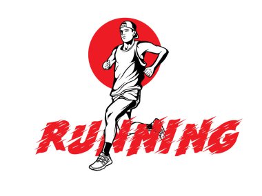 Yolda koşan bir adam. Modern spor çizimleri 