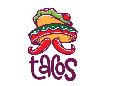 Tatlı bir karakter, taco karakteri, maskot logosu.