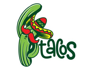 Tatlı bir karakter, taco karakteri, maskot logosu.