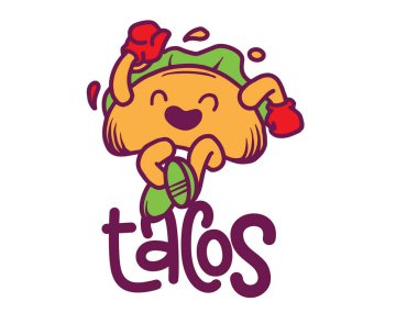 Tatlı bir karakter, taco karakteri, maskot logosu.