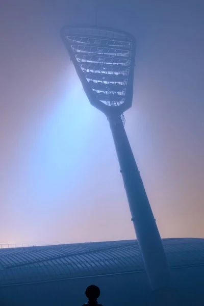 Νυχτερινός Φωτισμός Του Σταδίου Προβολείς Για Πύργους Λάμψει Μέσα Από — Φωτογραφία Αρχείου