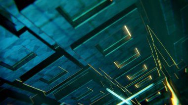 3D Eserleri Görselleştirin, Işıklı Muhteşem Animasyon Futurisc. Kavram dinamiği ve gerçeküstü