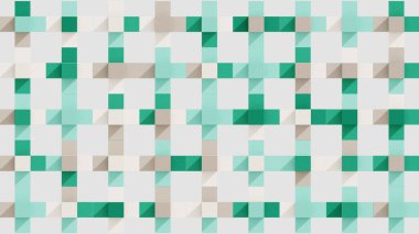 Üç boyutlu sanat animasyonu. Farklı renkte küpler artı işaretini oluşturur ve dönüşler yaparak canlandırılır. Küpün her bir tarafı renk paletinde farklı bir renge sahiptir..