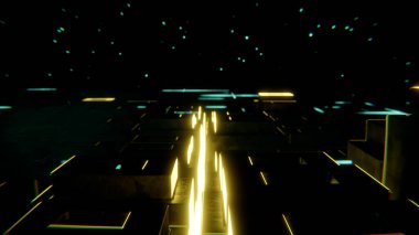 3D Eserleri Görselleştirin, Işıklı Muhteşem Animasyon Futurisc. Kavram dinamiği ve gerçeküstü