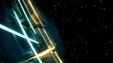 3D Eserleri Görselleştirin, Işıklı Muhteşem Animasyon Futurisc. Kavram dinamiği ve gerçeküstü