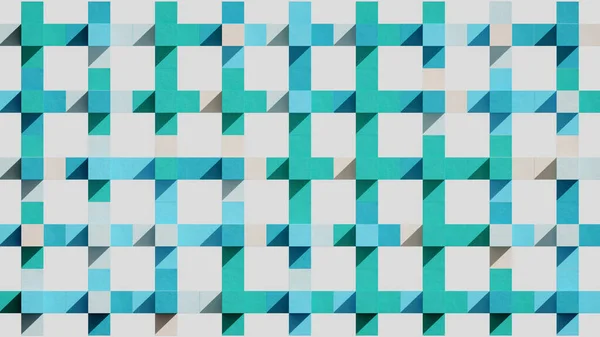 Üç boyutlu sanat animasyonu. Farklı renkte küpler artı işaretini oluşturur ve dönüşler yaparak canlandırılır. Küpün her bir tarafı renk paletinde farklı bir renge sahiptir..