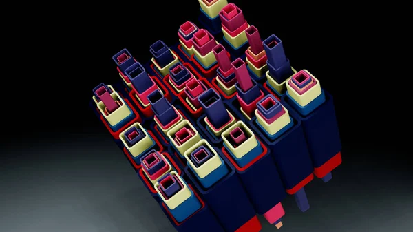 3 boyutlu arkaplan özeti. Soyut animasyon tatmin edici. Hareketli geometrik küpler. 8k kusursuz döngülü video. 
