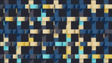 Üç boyutlu sanat animasyonu. Değişik renkte küpler artı işareti oluşturur ve dönüşler yaparak canlandırır. Küpün her kenarının renk paleti içinde farklı bir rengi var.