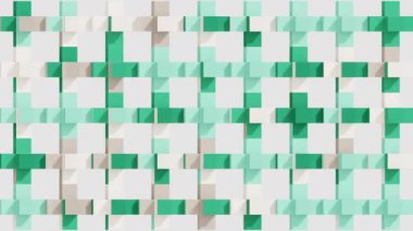 Üç boyutlu sanat animasyonu. Değişik renkte küpler artı işareti oluşturur ve dönüşler yaparak canlandırır. Küpün her kenarının renk paleti içinde farklı bir rengi var.