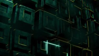 3D animasyon çizimi, neon ışıklarla siber manzara üzerinde uçmak. Yeni ve dinamik konsepte sahip 3D görseller, fütüristik ve fantastik atmosfer.