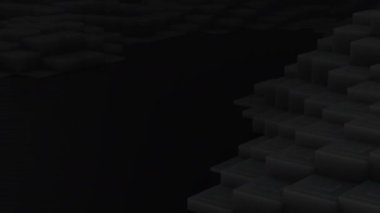 3D şekiller kusursuz bir video gibi hareket ediyor. Karanlık, pürüzsüz, hareketsiz karelerin arka planı. Küpler yukarı aşağı hareket eder ve büyüleyici bir zemin oluşturur. Parlak renk ve pürüzsüz animasyon 3D sanat. 4K Çözünürlüğü