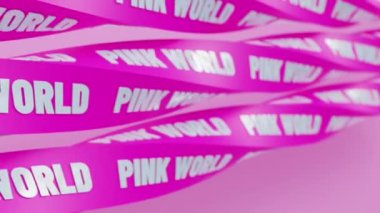 3d Afiş Harflendirme ve Pembe Dünya metni ile canlandırma rotasyonu 