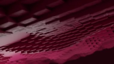 Geometrik küplerin 3 boyutlu canlandırması. Küpler yukarı ve aşağı hareket ederek büyüleyici bir arka plan yaratıyor. Parlak renk ve pürüzsüz animasyon 3D sanat eseri. 