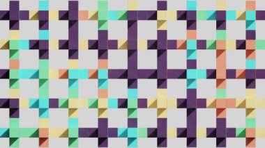 Üç boyutlu sanat animasyonu. Değişik renkte küpler artı işareti oluşturur ve dönüşler yaparak canlandırır. Küpün her kenarının renk paleti içinde farklı bir rengi var.