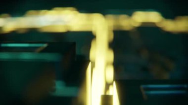 3D animasyon çizimi, neon ışıklarla siber manzara üzerinde uçmak. Yeni ve dinamik konsepte sahip 3D görseller, fütüristik ve fantastik atmosfer.
