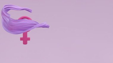 Kadın işaretinin 3 boyutlu nimiyalistik animasyonu. 4K çözünürlüğü