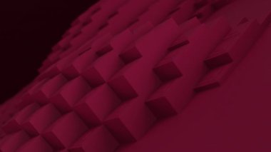 Geometrik küplerin 3 boyutlu canlandırması. Küpler yukarı ve aşağı hareket ederek büyüleyici bir arka plan yaratıyor. Parlak renk ve pürüzsüz animasyon 3D sanat eseri. 