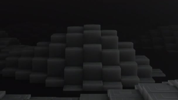 이음새가 이동하는 어두운 부드러운 원활한 애니메이션 사각형의 배경입니다 큐브는 위아래로 — 비디오