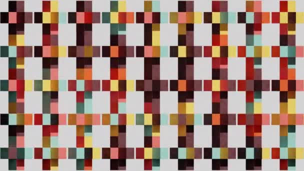 3D艺术动画循环 不同颜色的立方体通过旋转形成附加符号和动画 立方体的每一面在色彩调色板中都有不同的颜色 — 图库视频影像