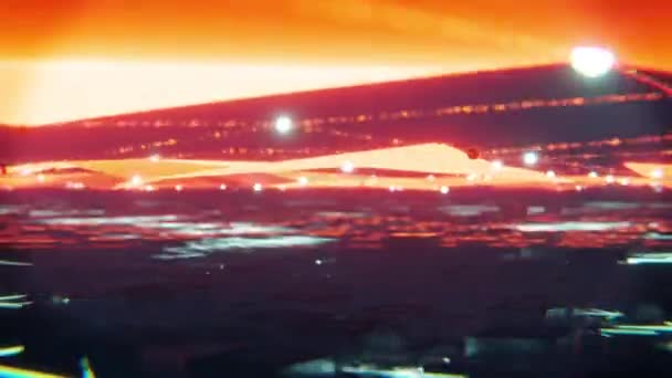 Boyutlu Görüntüleme Küplü Fütüristik Manzara Turuncu Işık Pleksus Etkisi Soğuk — Stok video