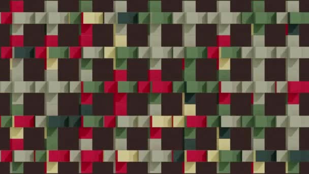 3D艺术动画循环 不同颜色的立方体通过旋转形成附加符号和动画 立方体的每一面在色彩调色板中都有不同的颜色 — 图库视频影像
