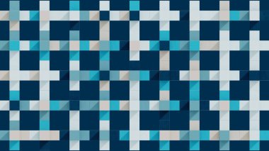 Üç boyutlu sanat animasyonu. Farklı renkte küpler artı işaretini oluşturur ve dönüşler yaparak canlandırılır. Küpün her bir tarafı renk paletinde farklı bir renge sahiptir..