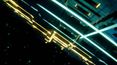 3D Render, harika animasyon Futurisc. Işıklı. Kavram dinamiği ve gerçeküstü