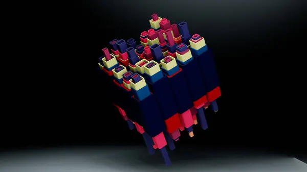 3 boyutlu arkaplan özeti. Soyut animasyon tatmin edici. Hareketli geometrik küpler. 8k kusursuz döngülü video. 