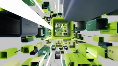 Döngülü uçan kare kutular, güzel renkler, 4K çözünürlük