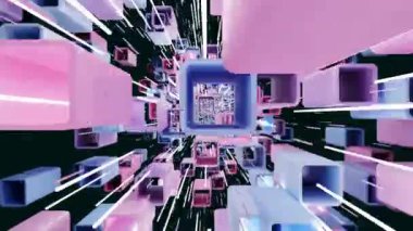 Döngülü uçan kare kutular, güzel renkler, 4K çözünürlük