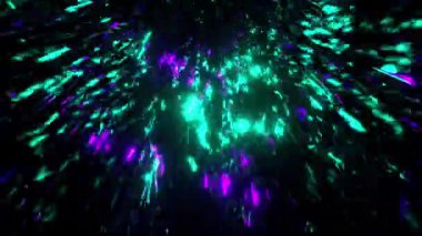 Destansı soyut ve psikedelik renkli fütüristik spiral tünel hareket döngüsünün 3D canlandırması, 4K çözünürlük