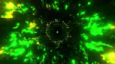 Destansı soyut ve psikedelik renkli fütüristik spiral tünel hareketli animasyon canlandırması, 4K çözünürlük, vj dj sonsuz arkaplan döngüsü müziği