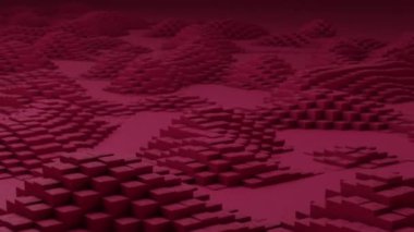 Geometrik küplerin 3 boyutlu canlandırması. Küpler yukarı ve aşağı hareket ederek büyüleyici bir arka plan yaratıyor. Parlak renk ve pürüzsüz animasyon 3D sanat eseri. 