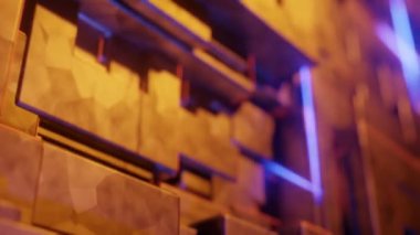 3D animasyon çizimi, neon ışıklarla siber manzara üzerinde uçmak. Dinamik konsepte sahip 3D görseller, teknolojik, fütüristik ve fantastik atmosfer. 