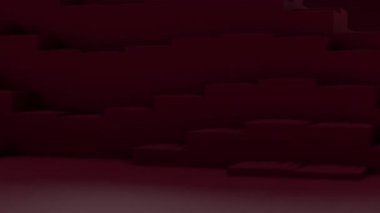 Geometrik küplerin 3 boyutlu canlandırması. Küpler yukarı ve aşağı hareket ederek büyüleyici bir arka plan yaratıyor. Parlak renk ve pürüzsüz animasyon 3D sanat eseri. 