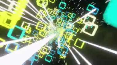 Döngülü uçan kare kutular, güzel renkler, 4K çözünürlük