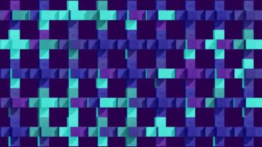 Üç boyutlu sanat animasyonu. Farklı renkte küpler artı işaretini oluşturur ve dönüşler yaparak canlandırılır. Küpün her bir tarafı renk paletinde farklı bir renge sahiptir..