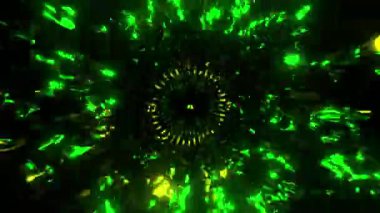 Destansı soyut ve psikedelik renkli fütüristik spiral tünel hareketli animasyon canlandırması, 4K çözünürlük, vj dj sonsuz arkaplan döngüsü müziği